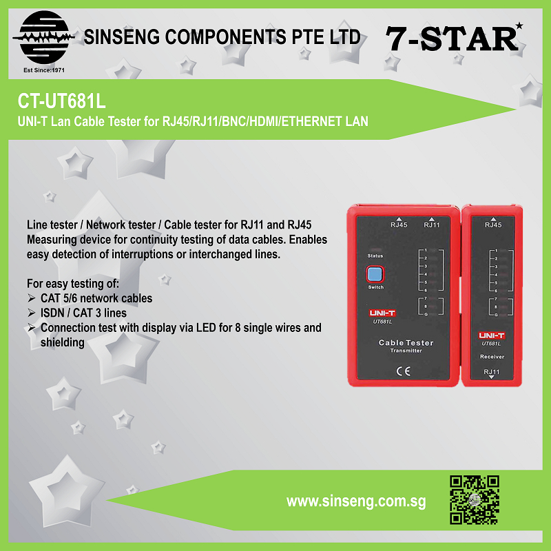 CT-UT681L UNI-T เครื่องทดสอบสายเคเบิล Lan สําหรับ RJ45/RJ11/Cat5/Cat6/BNC/HDMI/ETHERNET LAN