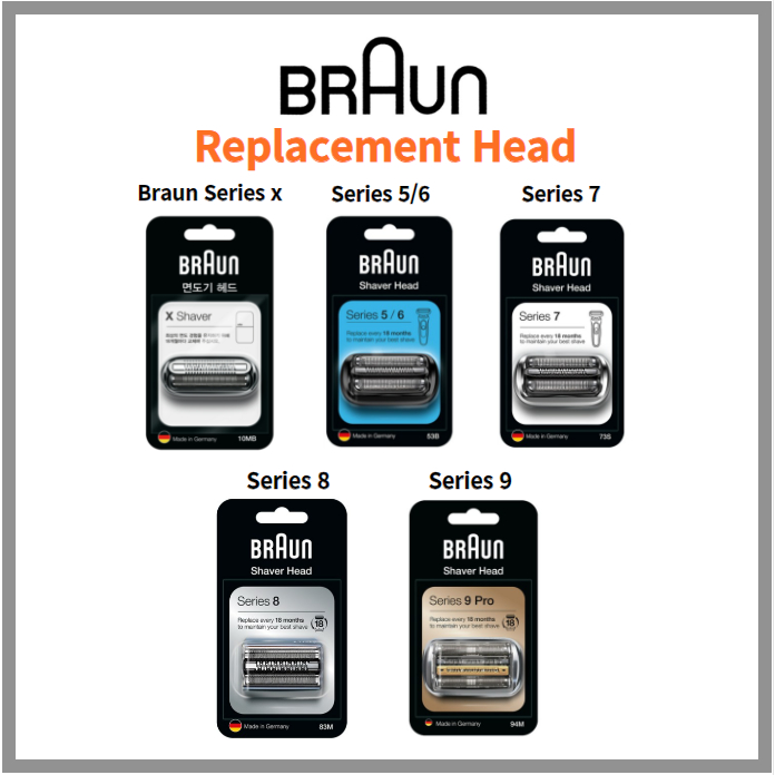 Braun Series x / Series 5/6 /Series 7 / Series 8 / Series 9 / เครื่องโกนหนวดไฟฟ้าเปลี่ยนหัวมีดโกนใบม