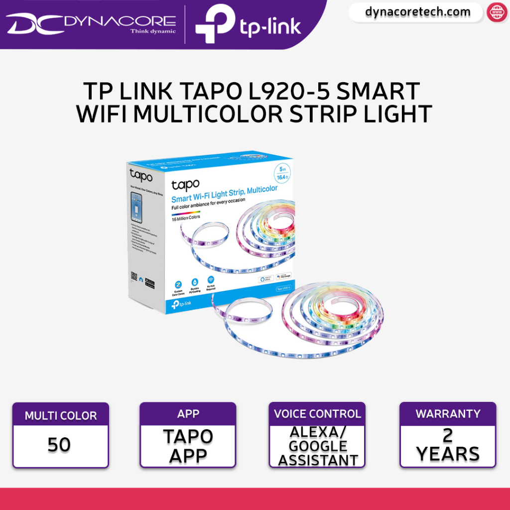 DYNACORE - TP Link Tapo L920-5 Smart WiFi Multicolor Strip Light Voice Control