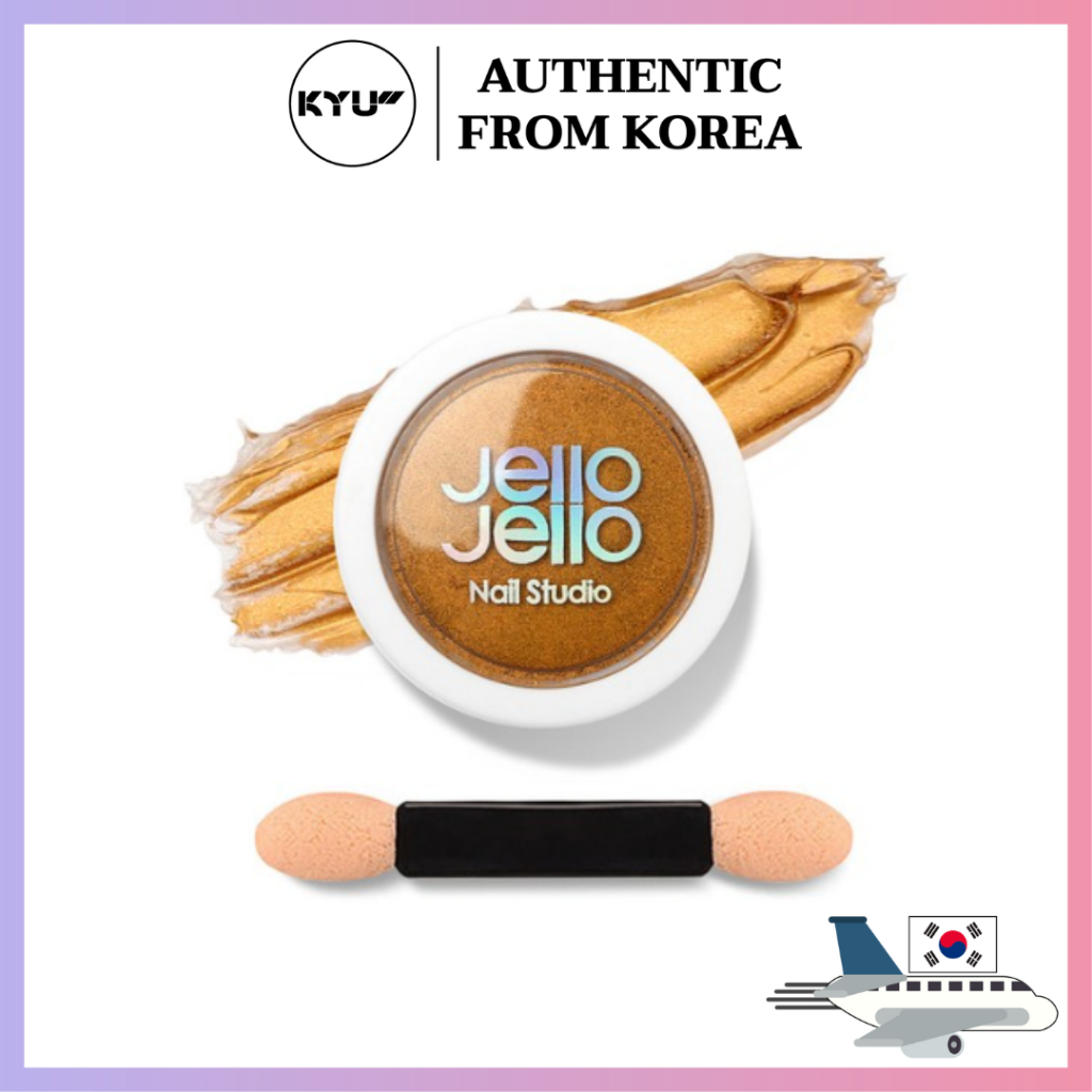 Jello Jello  ชุดแปรงเจลโล่เจลทาเล็บกลิตเตอร์ + ชุดแปรง | Jello Jello Gel Nail Art Mirror Powder Glitter + Brush Set