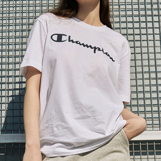 Champion เสื้อยืดยาง พิมพ์ลายโลโก้ Script ของแท้