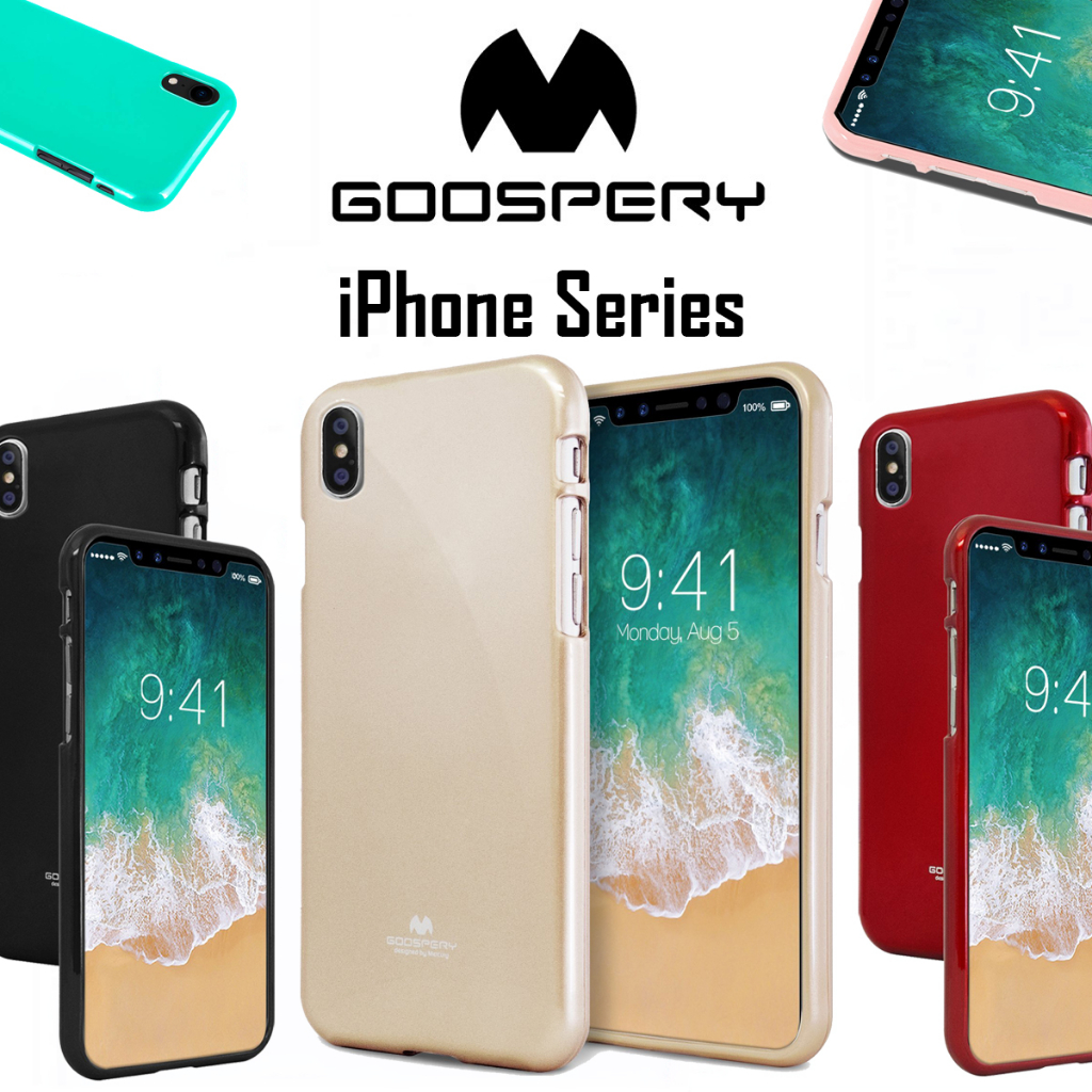 Mercury/Goospery Pearl Jelly TPU เคสโทรศัพท์, iPhone X/XS, iPhone XR, iPhone XS Max, iPhone 8/7 Plus