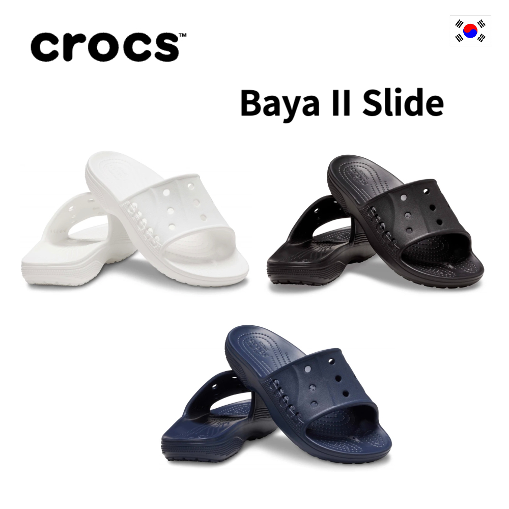Crocs Baya II Slide 3 สี (ดํา, กรมท่า, ขาว) สําหรับทุกเพศ ของแท้ 100%