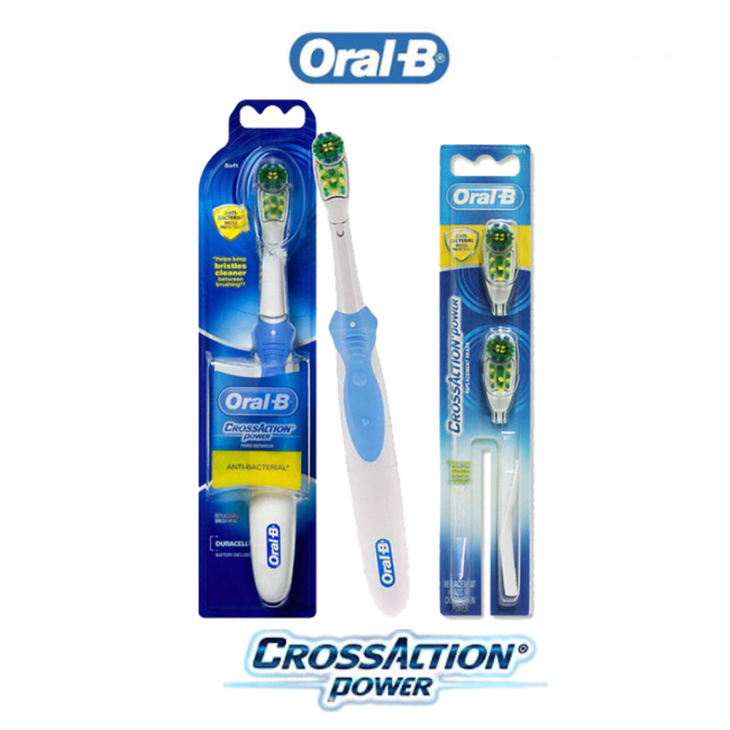 Oral-b Cross Action Power แปรงสีฟันไฟฟ้าไวท์เทนนิ่ง (B1010) พร้อมหัวเปลี่ยน 2s ทําความสะอาดคู่