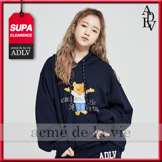 ✿ Acme de la vie ✿ Adlv เสื้อฮู้ดดี้ ลายหมีน้อย ของแท้ สีกรมท่า สไตล์เกาหลี โอเวอร์ไซซ์ สําหรับทุกเพศ