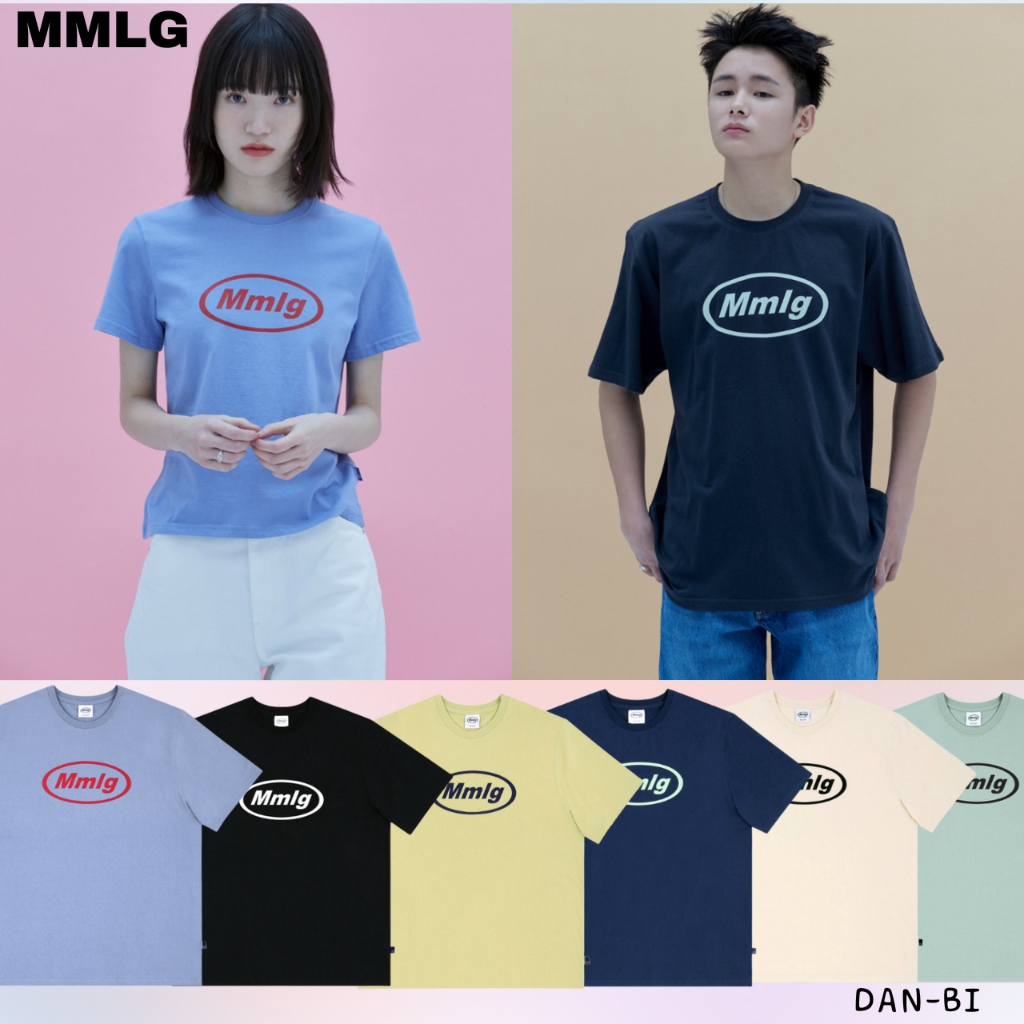 [MMLG] Unisex MMLG เสื้อยืด แขนสั้น คอกลม ลายโลโก้ 6 สี 4 ขนาด ของแท้ 100% สไตล์เกาหลีน่ารัก