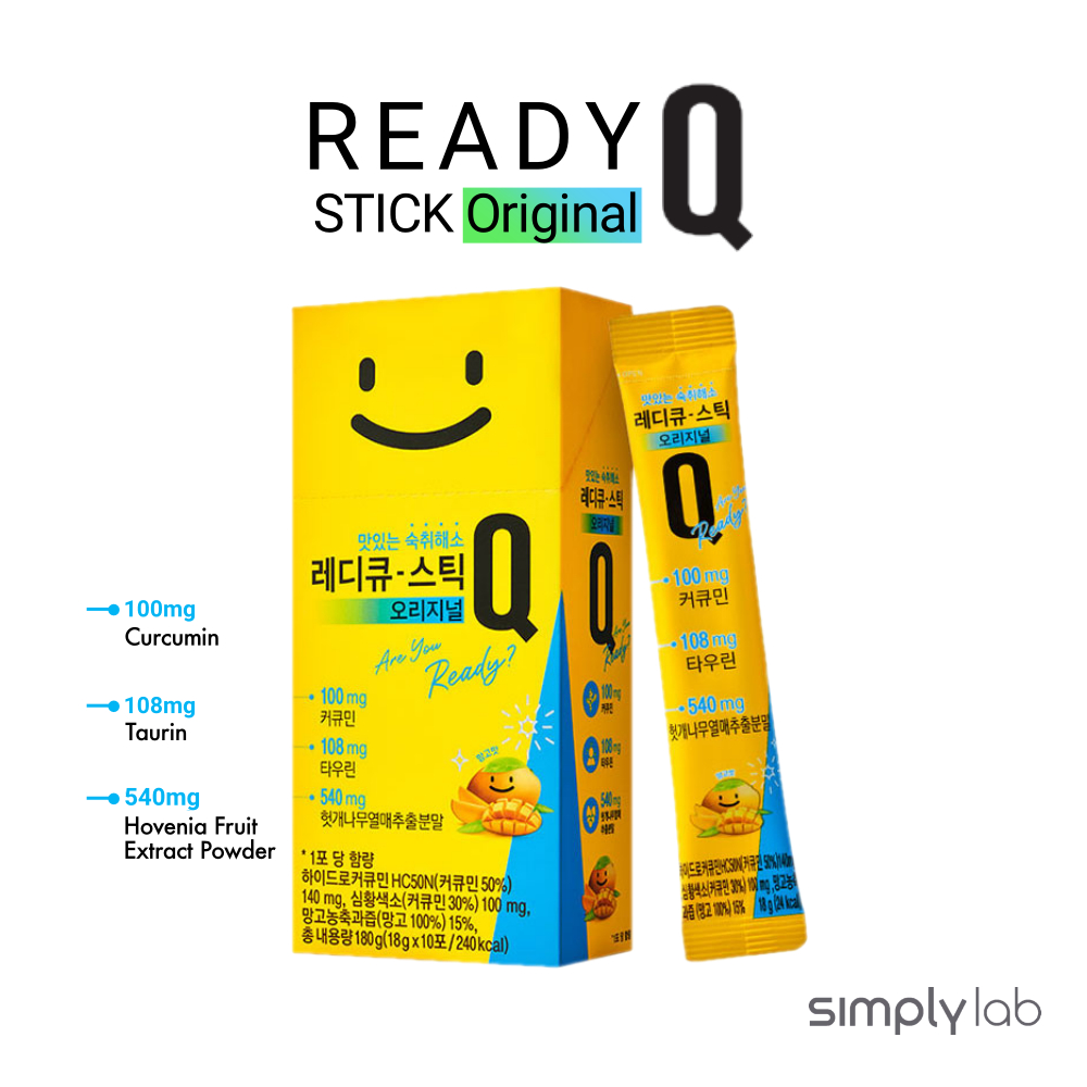 [เจลลี่ป้องกันอาการเมาค้าง]READY Q Stick Original 10ea ดีท็อกซ์แอลกอฮอล์และดูแลตับ วิธีแก้อาการเมาค้างจากเกาหลี การป้องกันแอลกอฮอล์ เคอร์คูมิน ขมิ้น ทอรีน