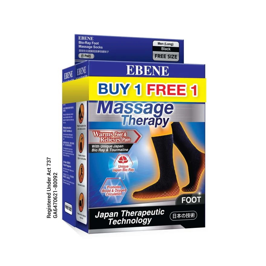 EBENE Bio Ray Men Sock สีดํา ยาว 2s