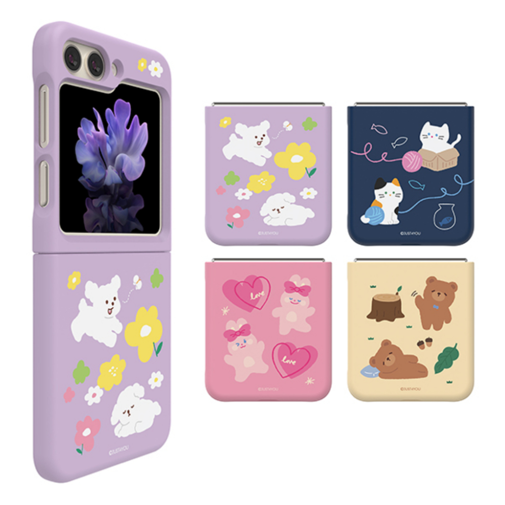 【 Galaxy Z Flip 5 เคสโทรศัพท์ แบบแข็ง 】เคสโทรศัพท์มือถือ แบบบาง ลายสัตว์น่ารัก ไม่ซ้ําใคร สําหรับ Samsung