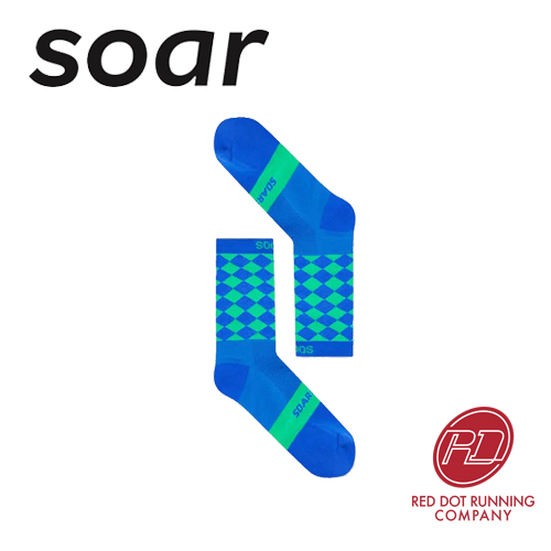 SOAR Running - Diamond Crew Socks - น้ําเงิน/เขียว