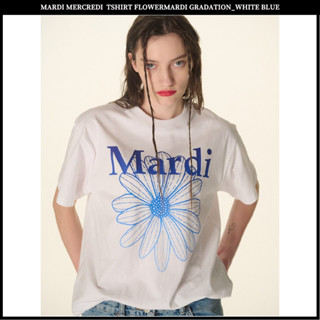 เสื้อยืด พิมพ์ลายดอกไม้ MARDI MERCREDI Gradation สีฟ้า สีขาว