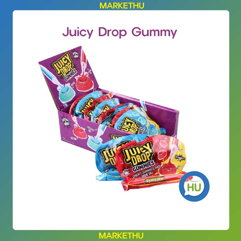 Juicy Drop Sour Gummy 1 รสสุ่มในหมู่สตรอเบอร์รี่ โคล่า และราสเบอร์รี่ คําอธิบายรายละเอียดต้องอ่าน