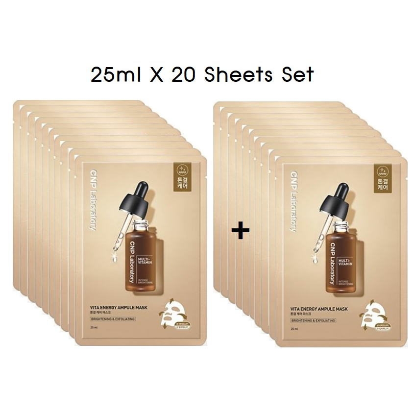 [ Cnp ] Vita Energy Ampoule Face Mask 25 มล. X 20ea / Cnp Vita Mask Sheet / Cnp Vita Whitening Ampou