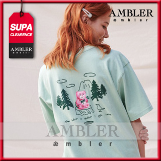 ★ Ambler x BELLYBEAR ★ เสื้อยืดแขนสั้น คอกลม พิมพ์ลาย SONG IN THE FOREST สไตล์เกาหลี สําหรับผู้หญิง 2023SS BS205