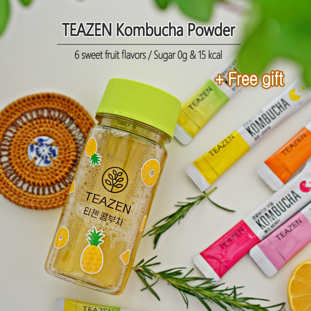 [TEAZEN] ผงคอมบูชา 10T - เลม่อน, ซิตรอน, เบอร์รี่, พีช ชาสับปะรด ชาพลังงาน ชากระชับสัดส่วน น้ําตาล 0 กรัม แคลอรี่ต่ํา ผลิตในเกาหลี
