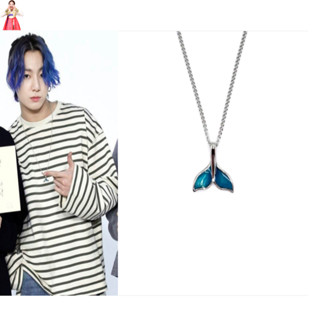 [Jungkook Picked] DELIXIR สร้อยคอ จี้หางปลาโลมา สีฟ้า สําหรับผู้ชาย ผู้หญิง