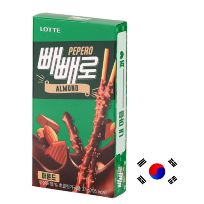 Lotte Pepero ช็อกโกแลตอัลมอนด์ 32 กรัม X 5 แพ็ค [เกาหลี]
