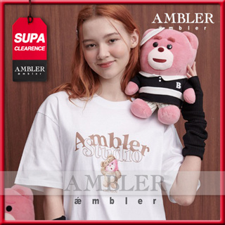 ★ Ambler x BELLYBEAR ★ เสื้อยืดแขนสั้น คอกลม พิมพ์ลาย WHU A U สไตล์เกาหลี 2023SS BS206