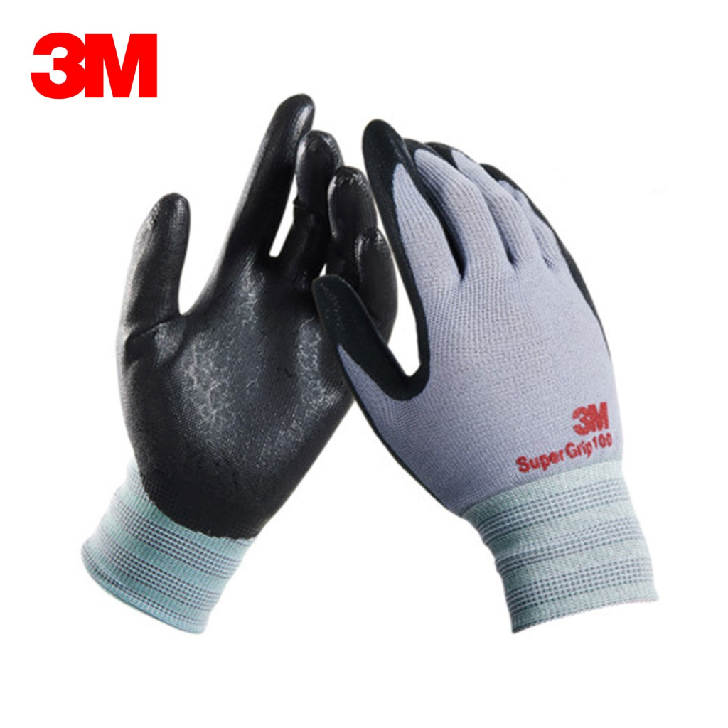 [3M] Super Grip 100 Gloves / 2 Colors / Nitrile Foam Coated Safety Gloves / การรับรอง 