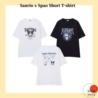 เสื้อยืดแขนสั้น พิมพ์ลายตัวอักษร sanrio x Spao kuromi sanrio สําหรับผู้ชาย และผู้หญิง