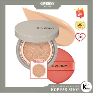 GIVERNY Milchak Matt Fit Cushion รองพื้น 12 กรัม + 12 กรัม - ปกปิดเรียบเนียน ไร้ที่ติ สําหรับผิวมัน - ซีบัม และควบคุมเหงื่อ - รองพื้น น้ําหนักเบา และกันน้ํา