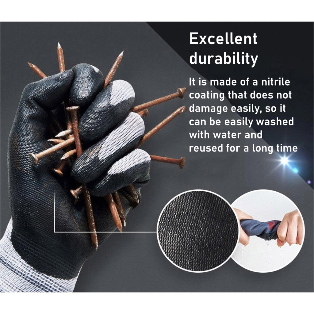 [3M] Super Grip 100 Gloves / 2 Colors / Nitrile Foam Coated Safety Gloves / การรับรอง 