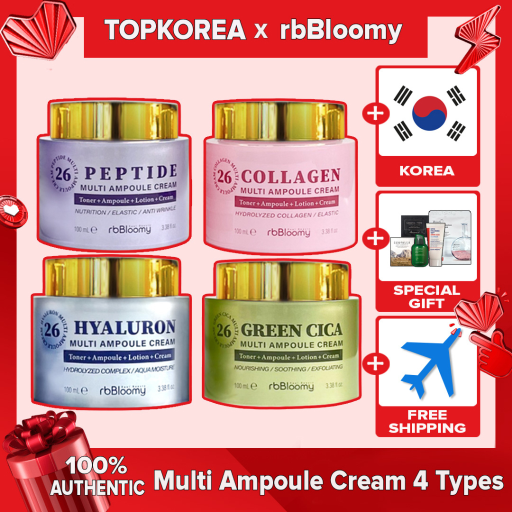 ★RbBloomy★Green Cica / Collagen / Hyaluron / Peptide Multi Ampoule Cream100ml / TOPKOREA / จัดส่งจากเกาหลี