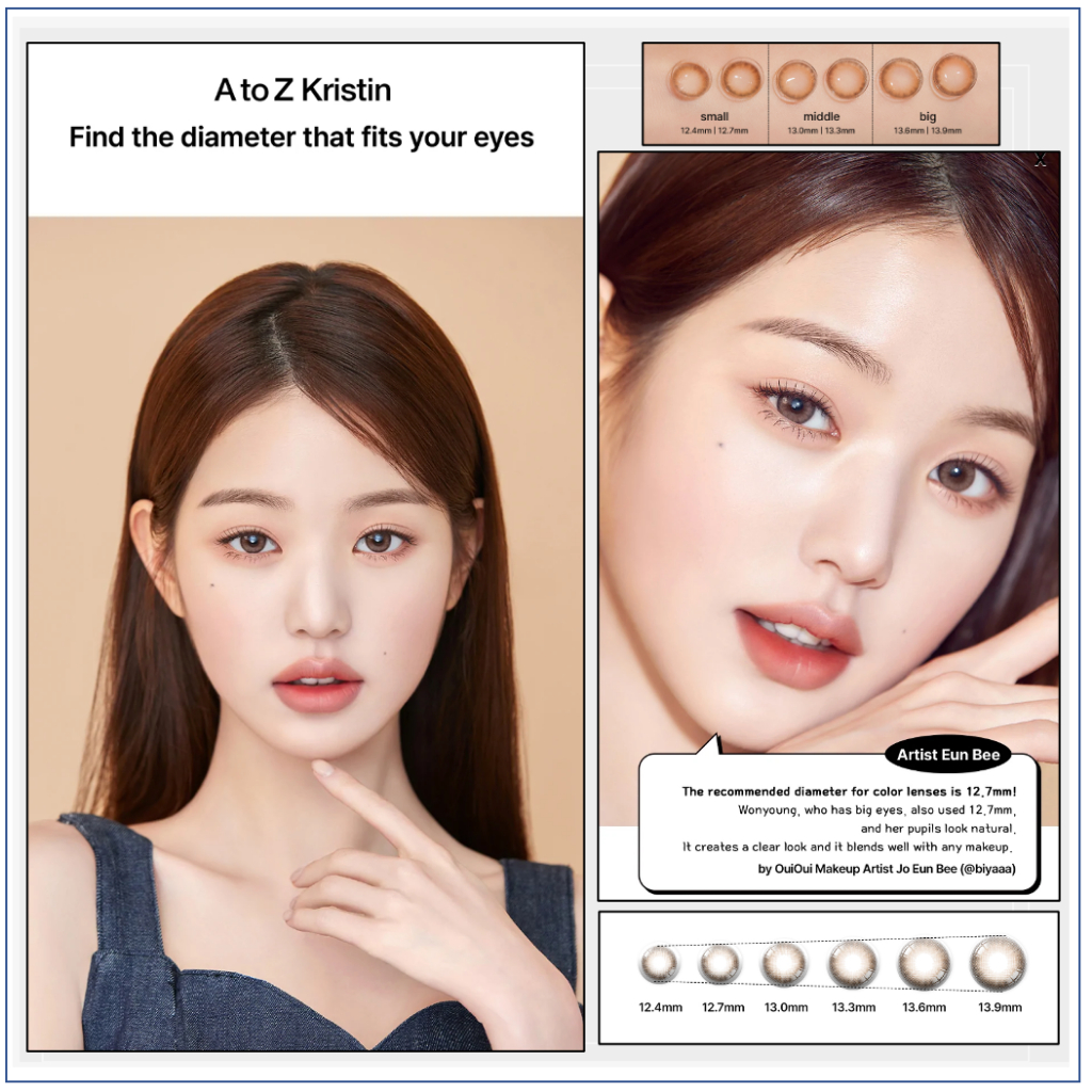 [Hapa Kristin] AtoZ Kristin - สีน้ําตาล, 1 เดือน, 2 ชิ้น / กล่อง, G.dia: 12.40 มม. + เคสฟรี + ฟรีตัว