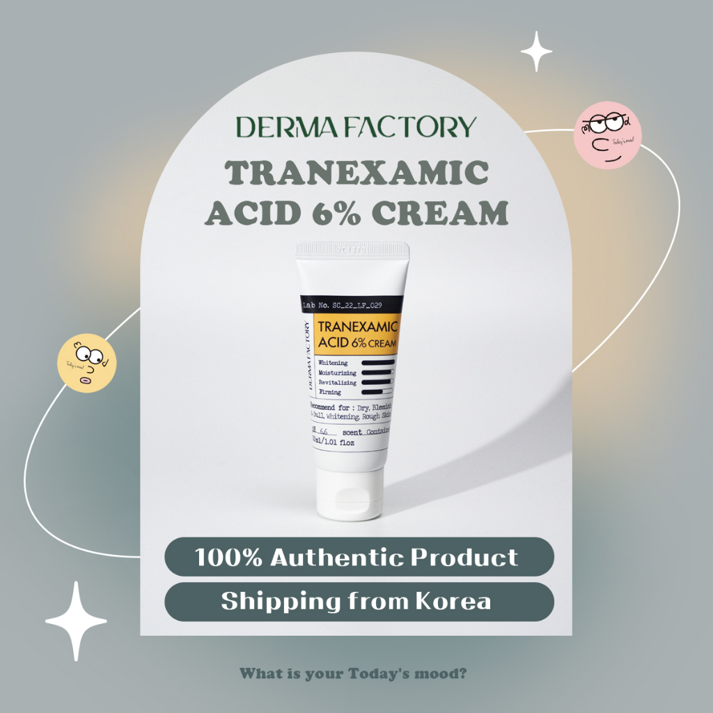 [Derma Factory] Tranexamic acid ครีม 6% 30 มล. | ผลิตภัณฑ์ดูแลผิวหน้า ไวท์เทนนิ่ง สูตรน้ํากุหลาบ สไตล์เกาหลี จากโรงงาน