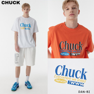 [CHUCK] เสื้อยืดลําลอง แขนสั้น คอกลม พิมพ์ลาย 4 สี สไตล์เกาหลี ของแท้ 100%