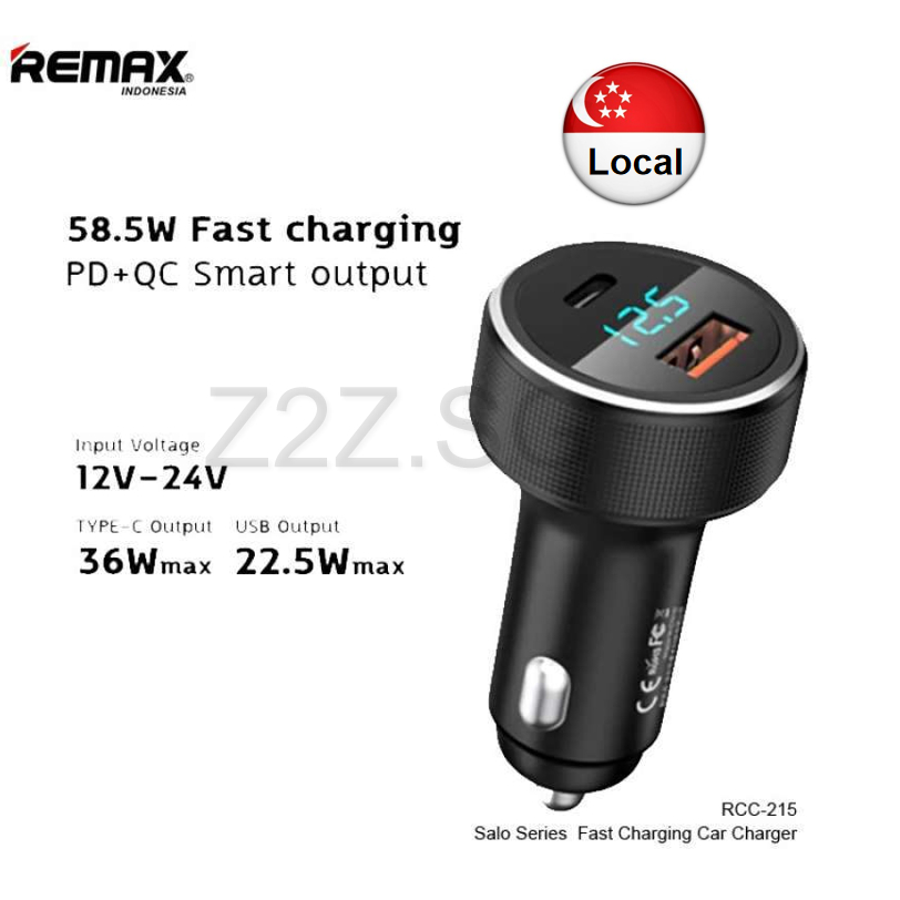[Remax Energy] RCC215 Salo Dual Port 58.5W Fast Car Charger PD 18W WP-C28 A+C Awei C-854 PD 45W Type