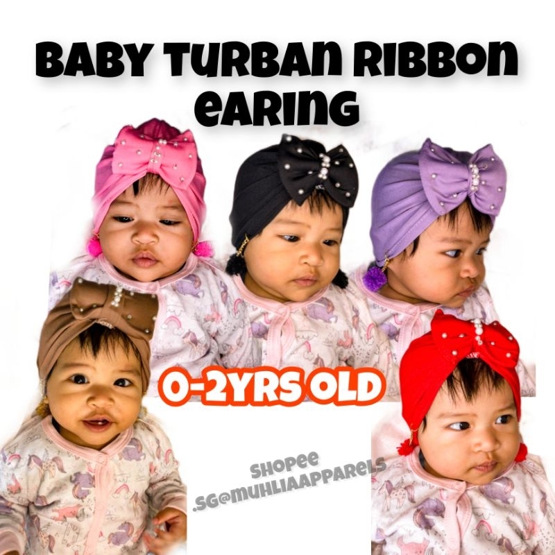 [SELLER SG] Turban Ribbon Earing baby 0-3yrs old