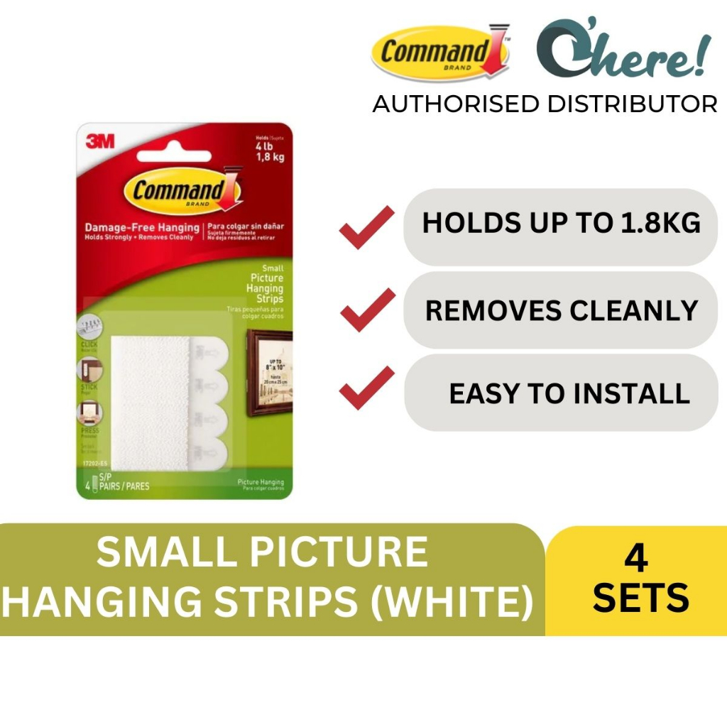 3M Command Small Picture Hanging Strips 4 ชุด / 0.45 Kg ต่อชุด