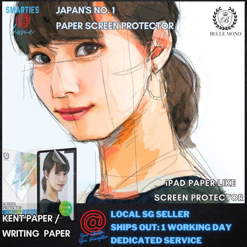 Bellemond Japan PaperLike Matte iPad Screen Protector สําหรับ iPad 6 7 8 9 10 11th Gen/Air 7 6 5 4 3/Pro 11 12.9 13/Mini 7 6