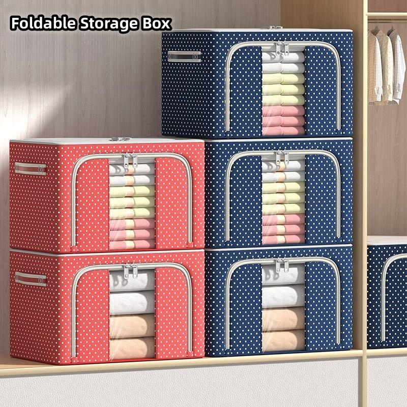 24/72L/100L ขนาดใหญ่พิเศษกระเป๋าพับได้ตะกร้าพับได้ขนาดใหญ่จัดเก็บกล่องเก็บพับเหล็ก Fr