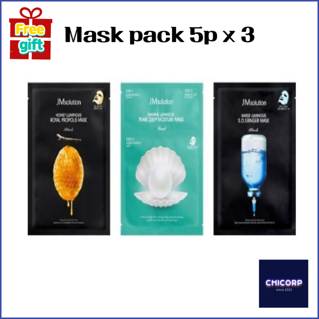 Jm Solution Mask Pack Honey Light 5p + Ringer Water Light 5p + Blue Light 5p (ไม่มีกล่อง)