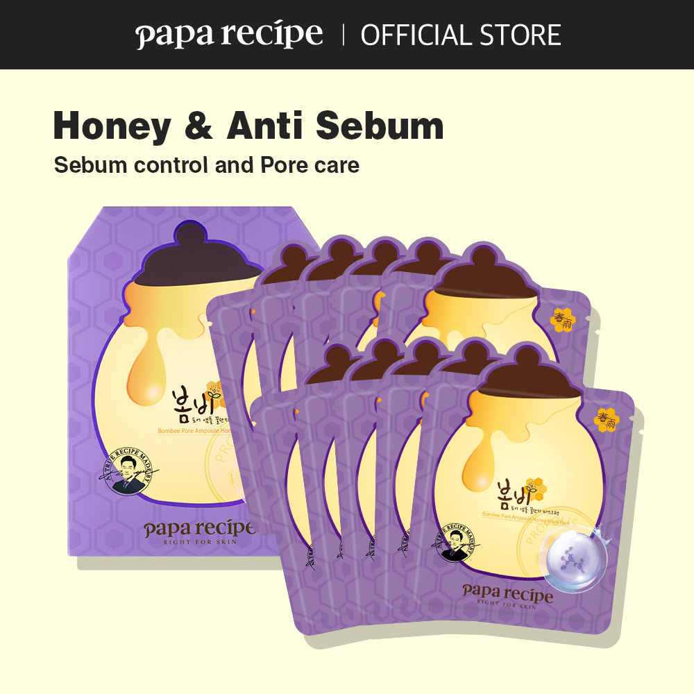Papa recipe Bombee Pore Ampoule Honey Mask Pack (25 กรัม * 10 แผ่น)