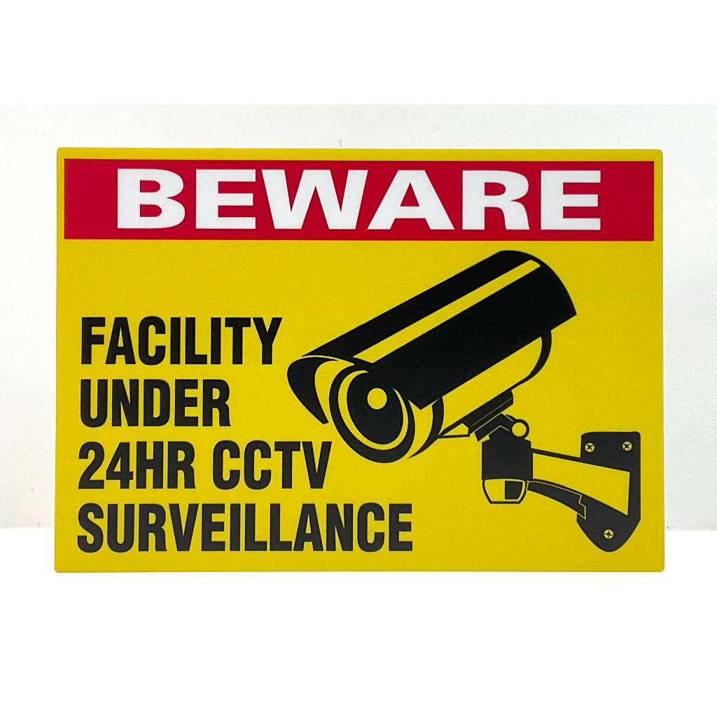 BEWARE FACIALITY UNDER 24HR กล้องวงจรปิด SURVEILLANCE ( 210mm x 148mm )