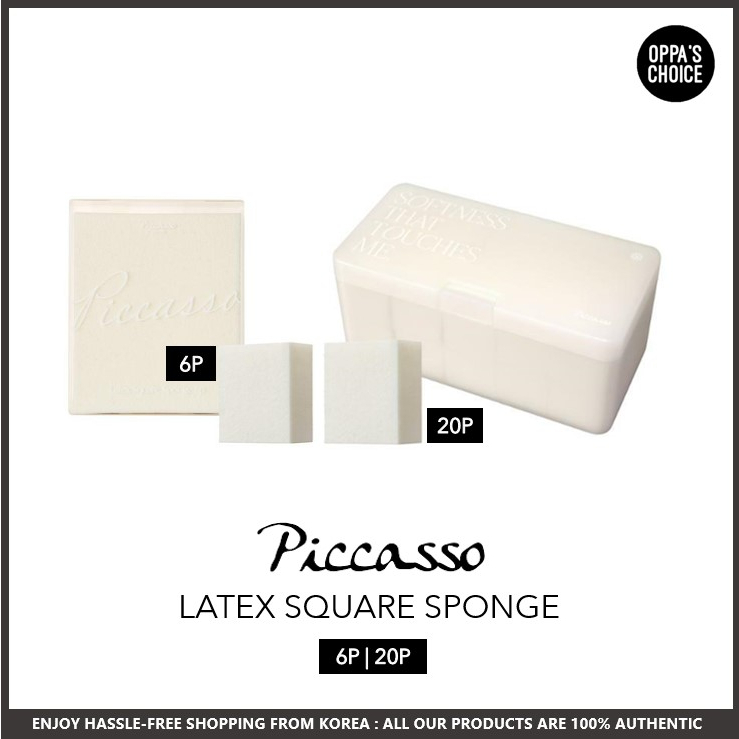 [พร้อมส่ง] Piccasso ฟองน้ําสี่เหลี่ยม ยางพารา 6P | 20p