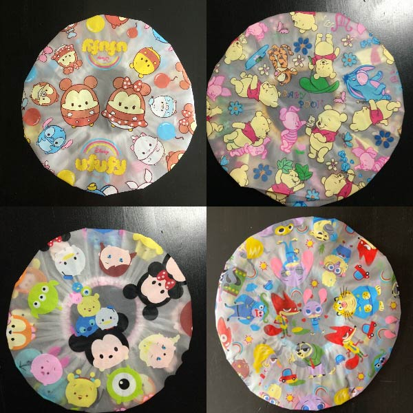 หมวกอาบน้ําลายการ์ตูน Disney Mickey Minnie Pooh Zootopia Piglet Eeyore Donald Stitch Tigger