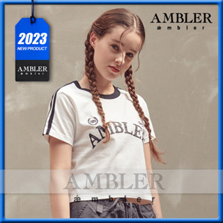 ★ แก้วน้ํา ★ Ambler เสื้อครอปท็อป คอกลม แขนสั้น ลายธงชาติเกาหลี ACR403 สําหรับผู้หญิง