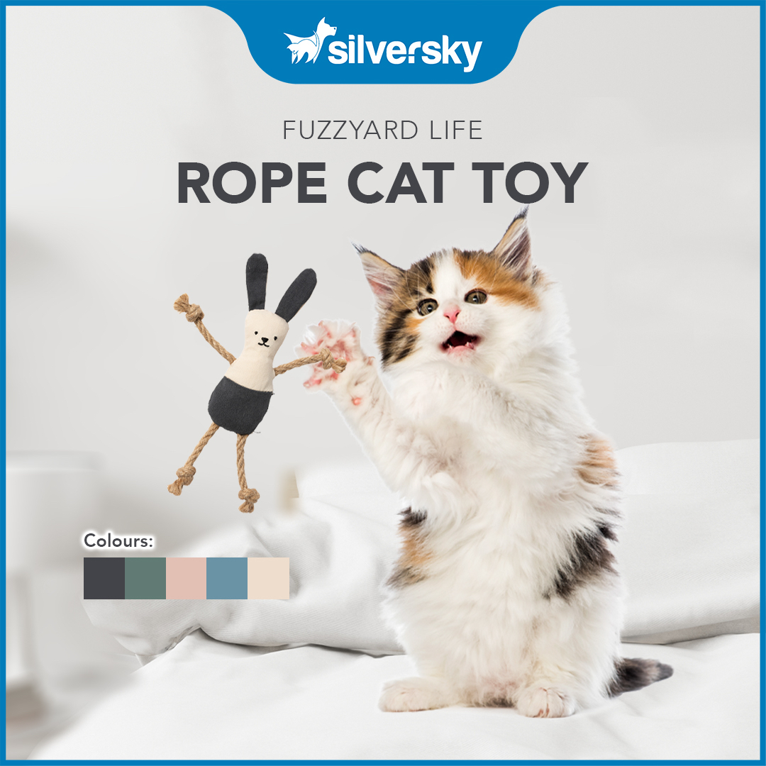 FuzzYard LIFE Rope Rabbit Toys สําหรับแมว - Filled w Premium Catnip & Crinklels มีให้เลือก 5 สี