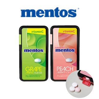 [Mentos] ลูกอมมิ้นท์ผลไม้ ไร้น้ําตาล 21 กรัม / องุ่น, รสพีช / วิตามินซีรวม