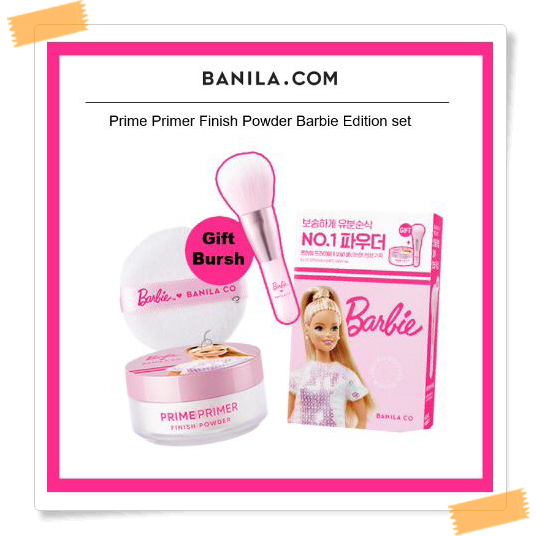 [BANILA Co] Prime Primer Finish Powder Set Barbie Edition ชุดแป้งอัดแข็ง สําหรับแต่งหน้า