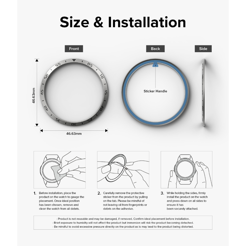 Ringke Bezel Styling สำหรับ Galaxy Watch 6 Classic 47mm น้ำหนักเบากาวกรอบสแตนเลส