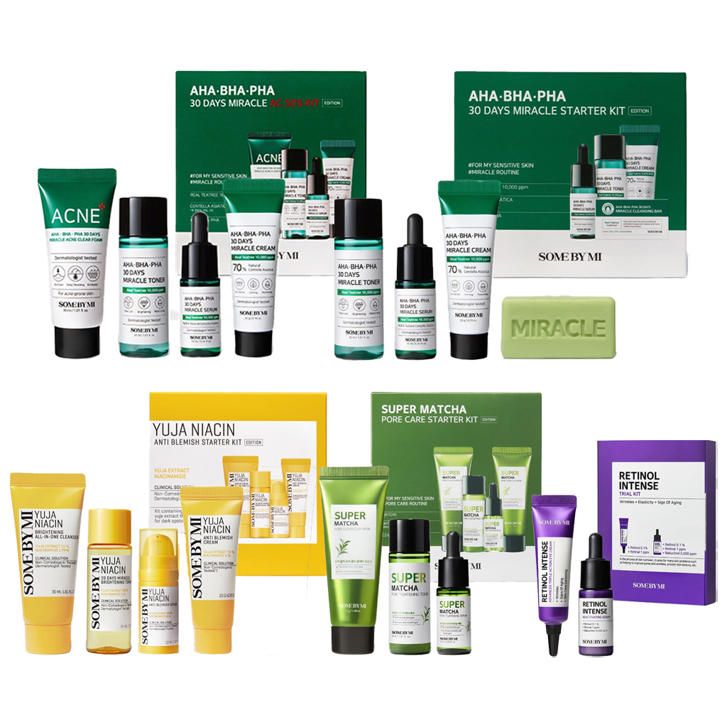 some by mi skin care kit collection (ac sos/yuja niacin/super matcha/propolis b5/miracle/retinol intense/beta panthenol)