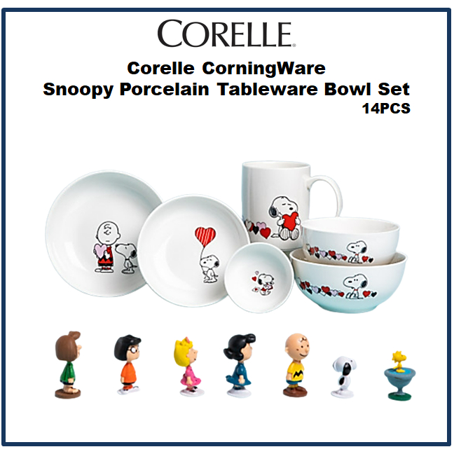 [Corelle] Corelle CorningWare Snoopy ชุดจานชามพอร์ซเลน 14 ชิ้น