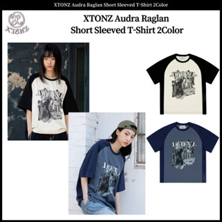 Xtonz เสื้อยืดแขนสั้น พิมพ์ลาย Audra Raglan 2 สี