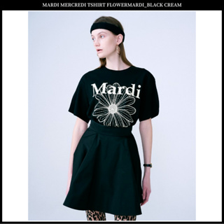 เสื้อยืด พิมพ์ลายดอกไม้ MARDI MERCREDI สีดําครีม