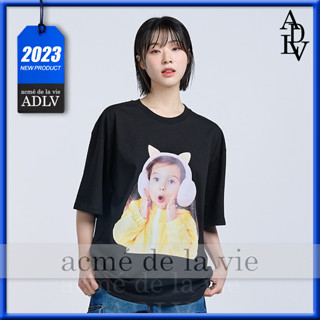 ✿ Acme de la vie ✿ Adlv ของแท้ เสื้อยืดคอกลม แขนสั้น ลายแมว โอเวอร์ไซซ์ สไตล์เกาหลี สําหรับผู้หญิง และผู้ชาย 2023SS